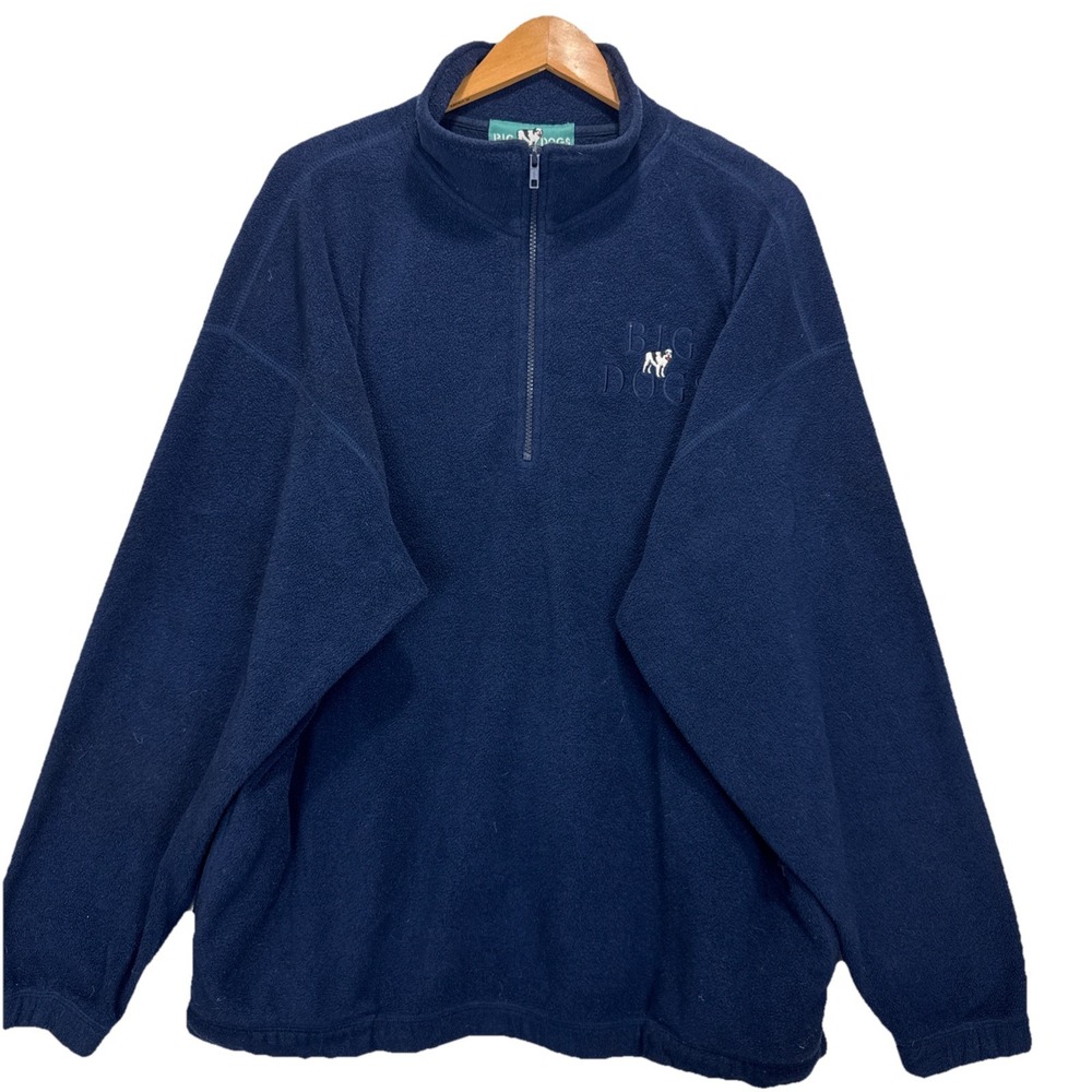 Vintage‎ Big Dogs Y2K Pullover Mens Large Blue Mock Neck 1/4 Zip